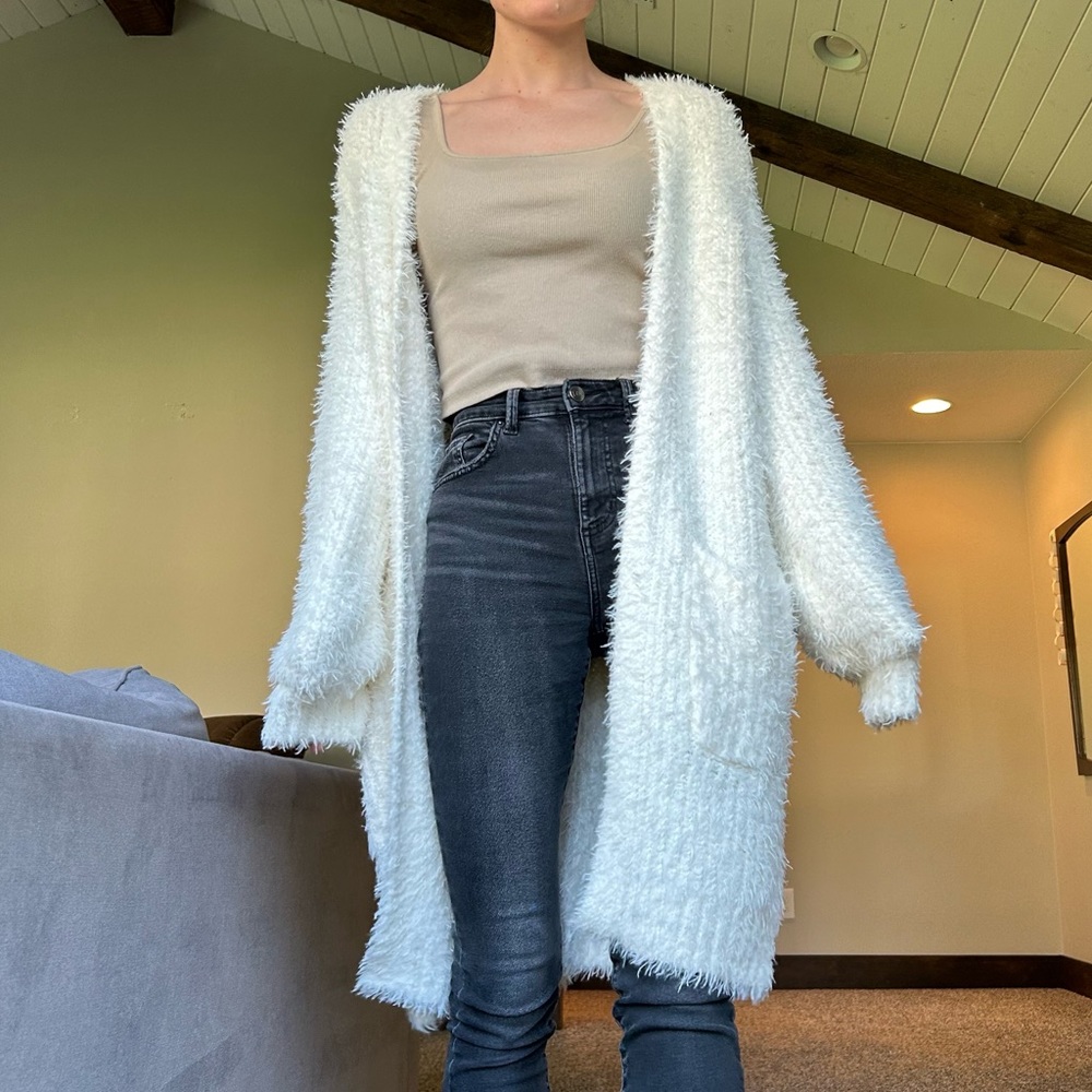 Buckle Plush Cardigan Sweater